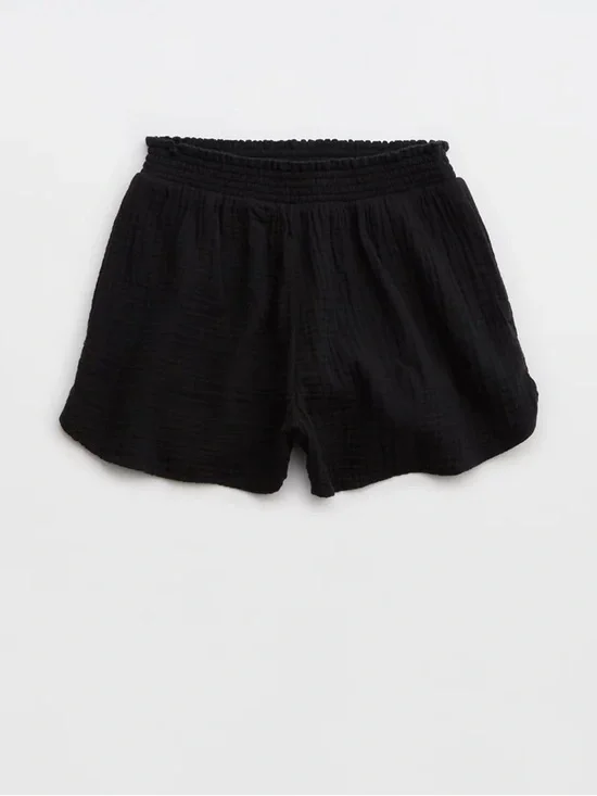 AERIE 100% Cotton Black Gauzy High Waisted Shorts with Pockets EUC L - Picture 4 of 8